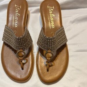 Italina Brown Woven Sandals